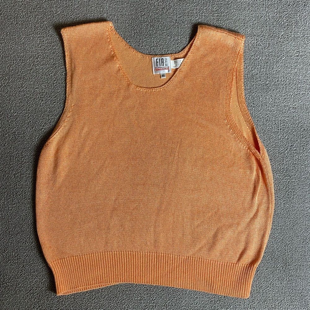 Vintage FIA Italia Handloomed Sleevless Top RARE Apricot Color Y2K 2000s Vintage